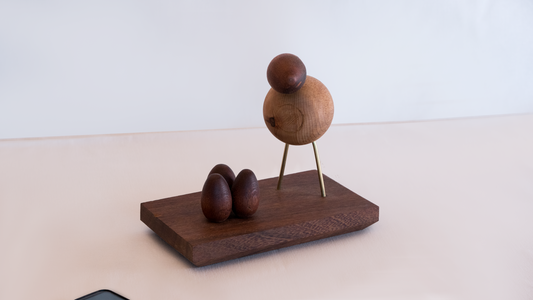 Wooden Bird Nest Figure