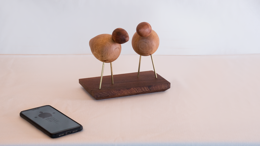 Wooden Bird Couple Figure