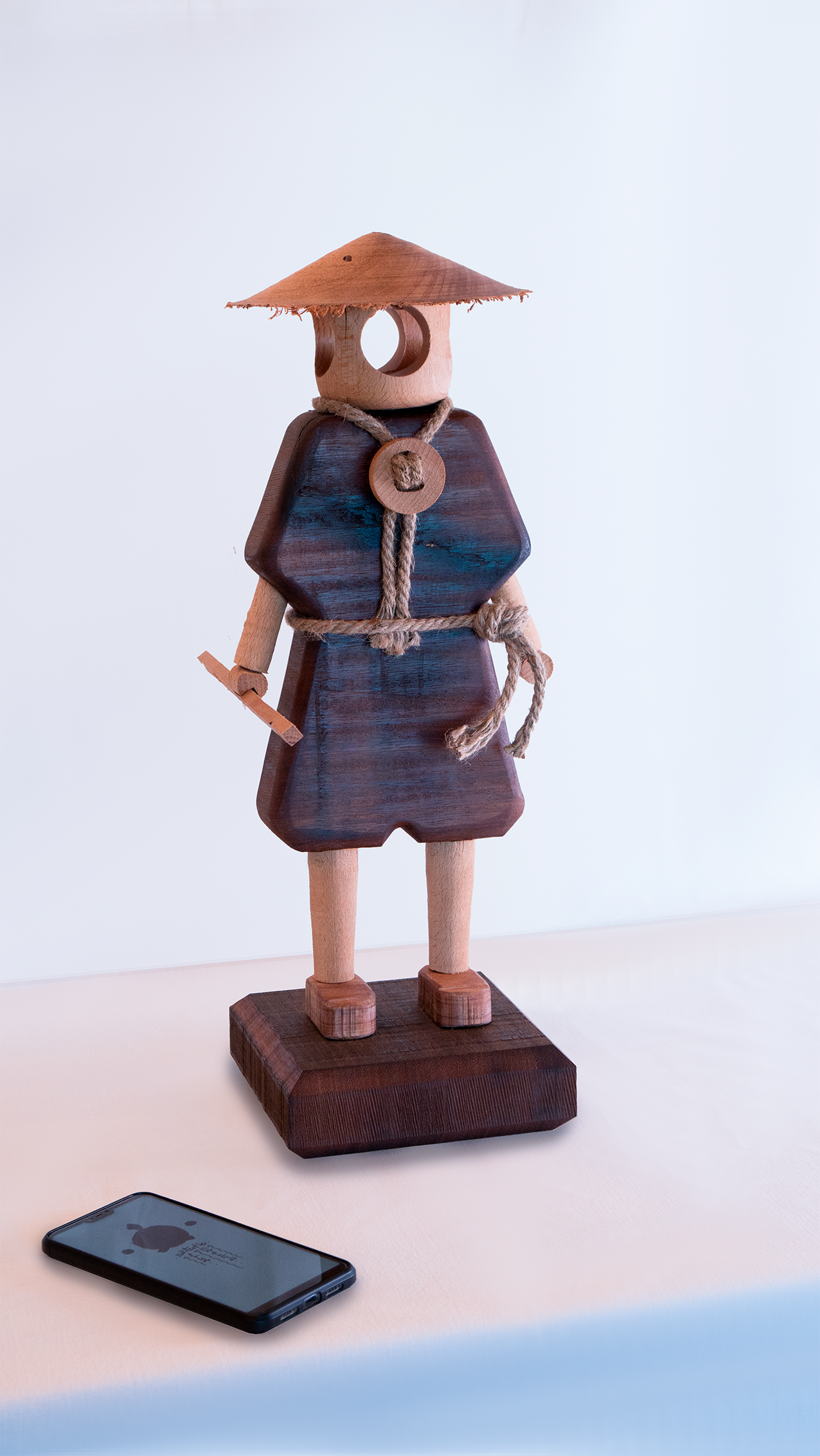 "Four Winds Monk" Wooden Figure