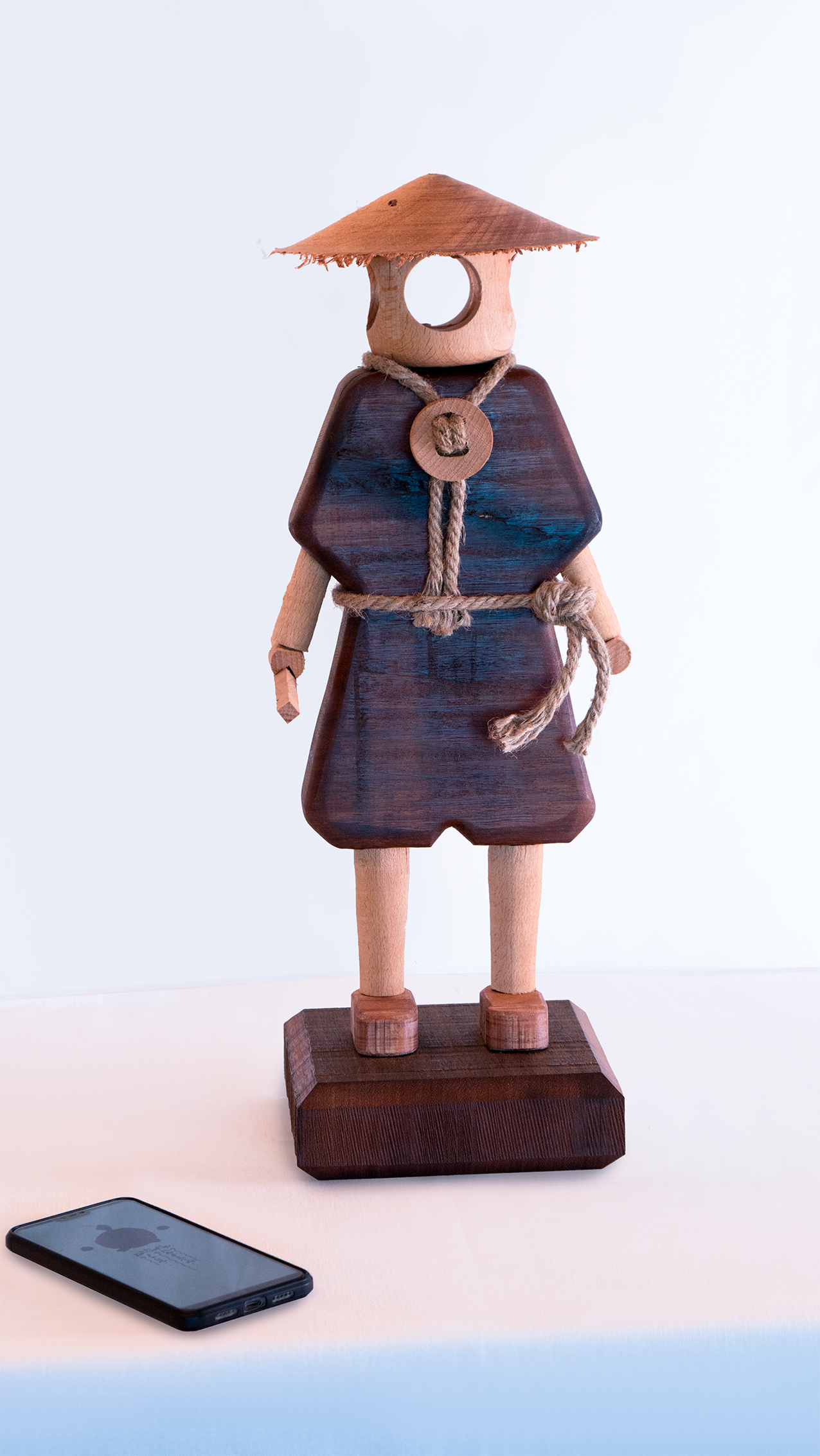 "Four Winds Monk" Wooden Figure