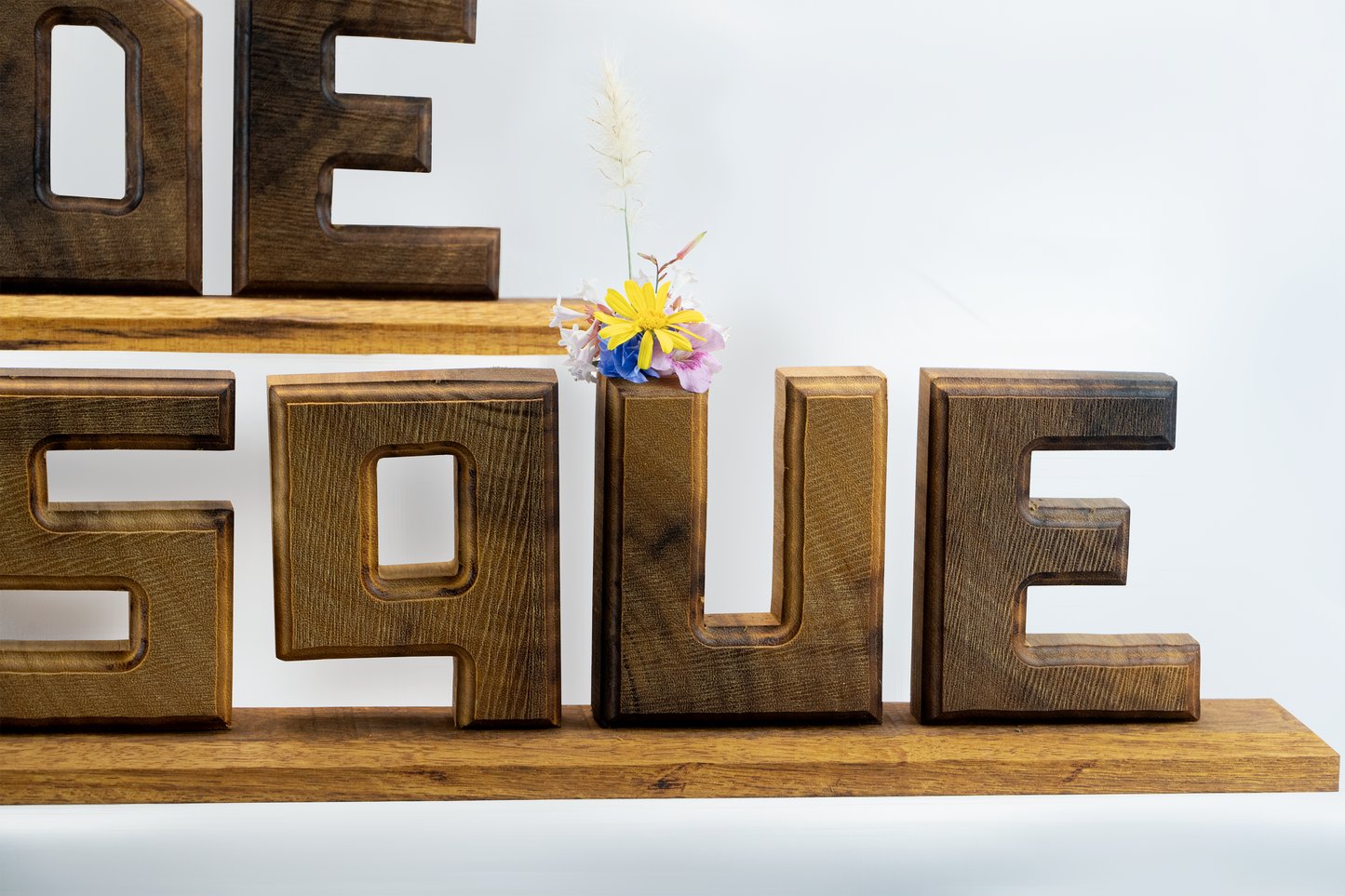 Wooden Vase with Flower Letters - Forest Time