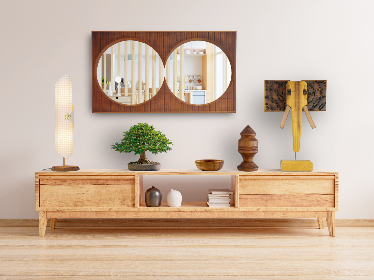 Espejo de diseño en madera colección "Campanela"