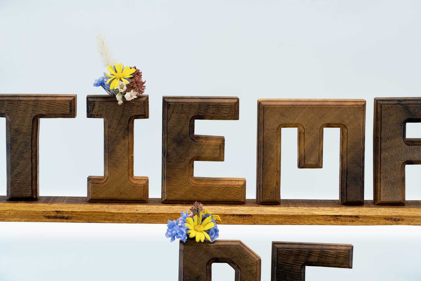 Wooden Vase with Flower Letters - Forest Time
