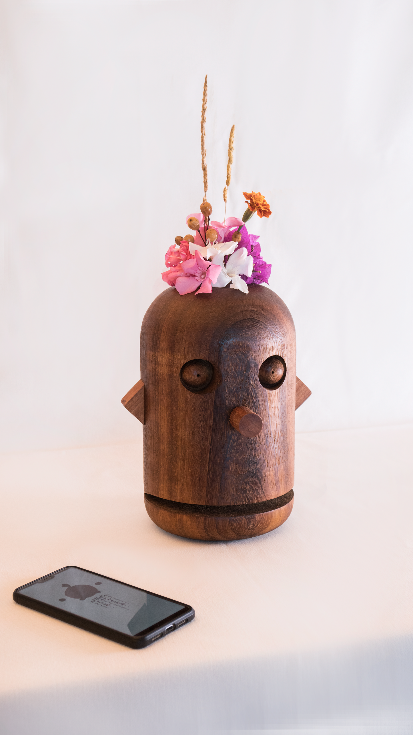 Wooden Head Vase Porris