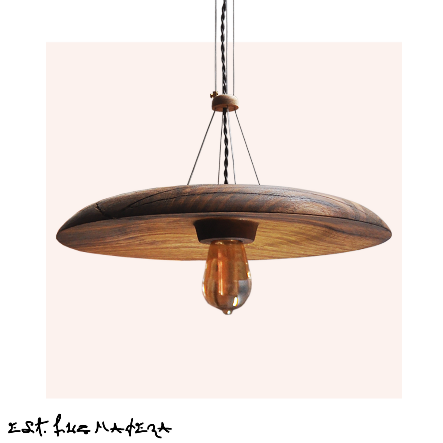 Lámpara suspendida / colgante de diseño en madera colección "Campanela"
