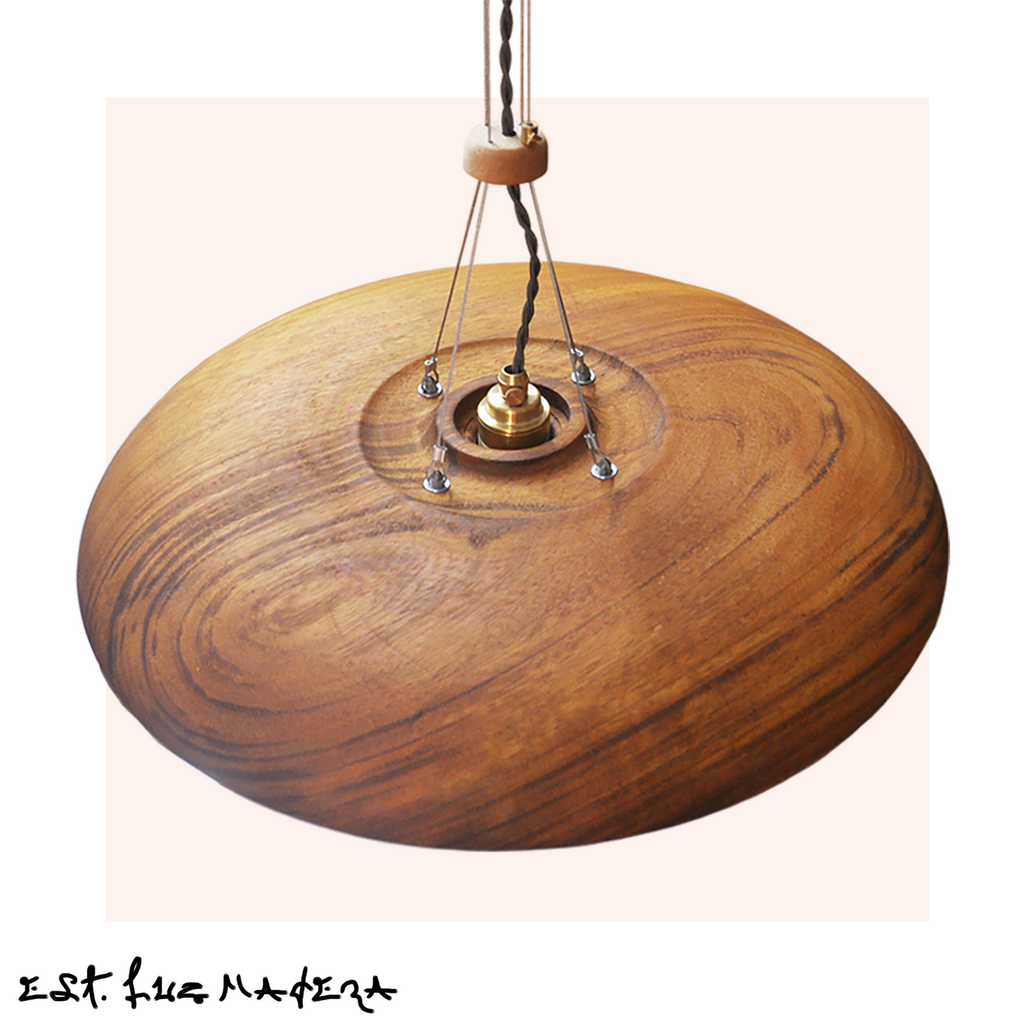 Lámpara suspendida / colgante de diseño en madera colección "Campanela"