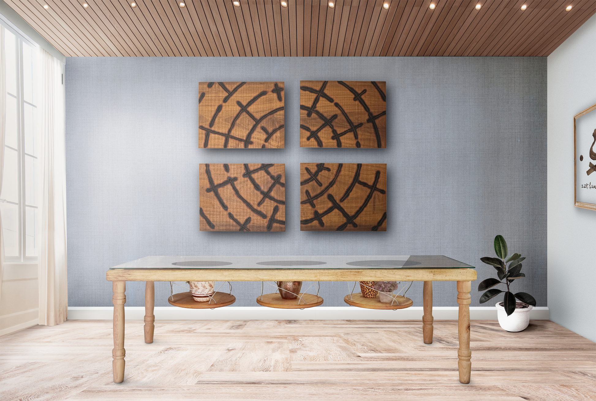 Panel decorativo de madera Mil años – Estudio Luz Madera